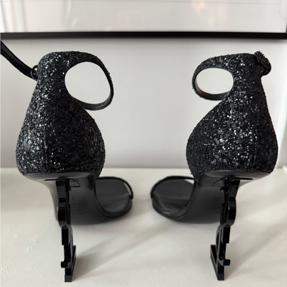 Yves Saint Laurent, YSL letter heel, YSL Opyum 110 Heels in Glitter/Black - Picture 3 of 15